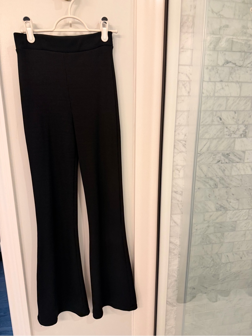 Zara Black Ribbed Flare Pants